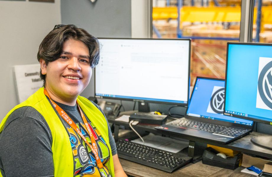 Johnny Galvez in his work station in SVdP's Food Reclamation Center.