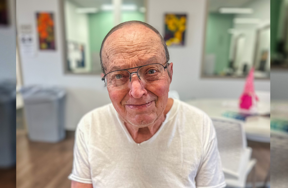 James Mann poses for a portrait after dying his hair.