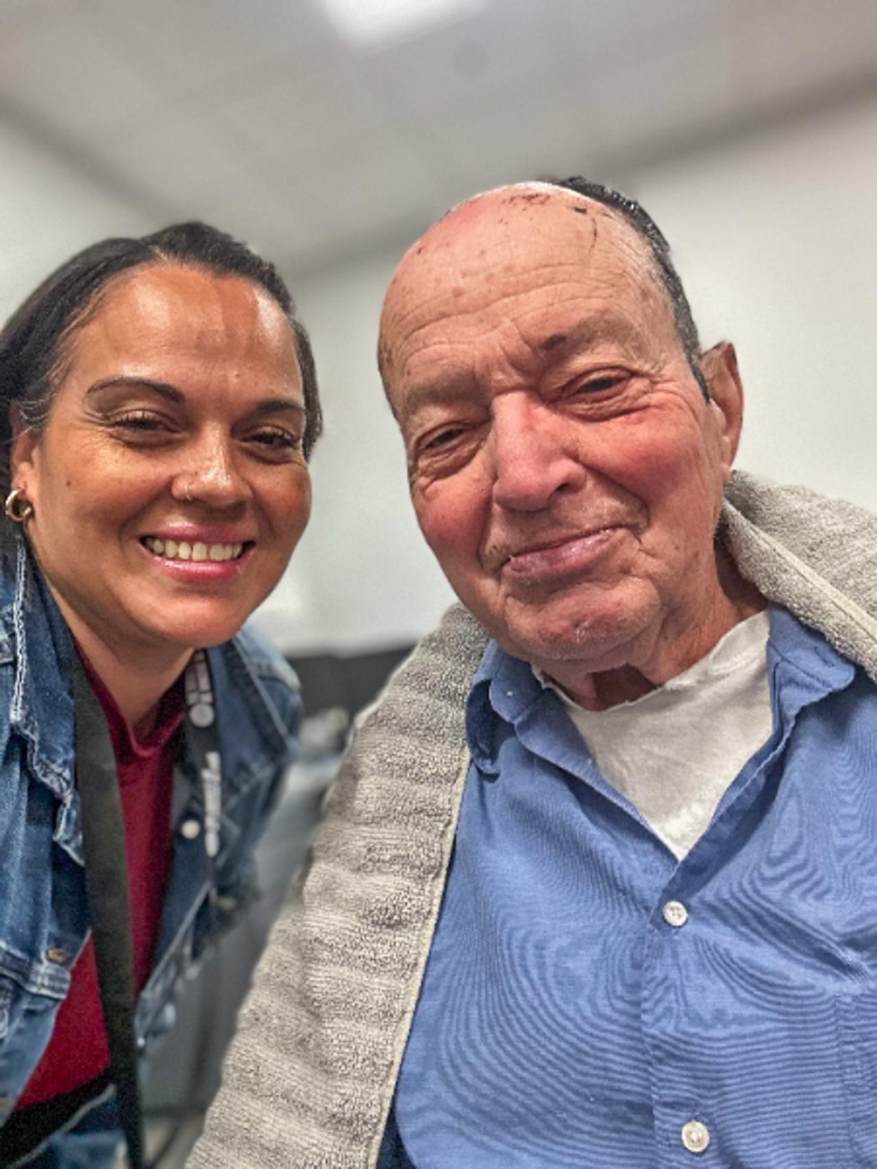 James and Maria pose for a selfie after dying James' hair.